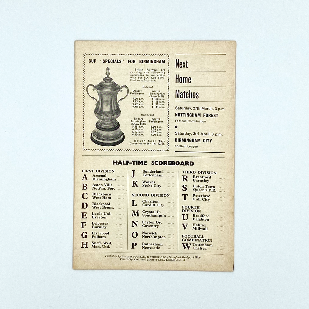 Chelsea vs Sheffield United Programme (20 March, 1965)