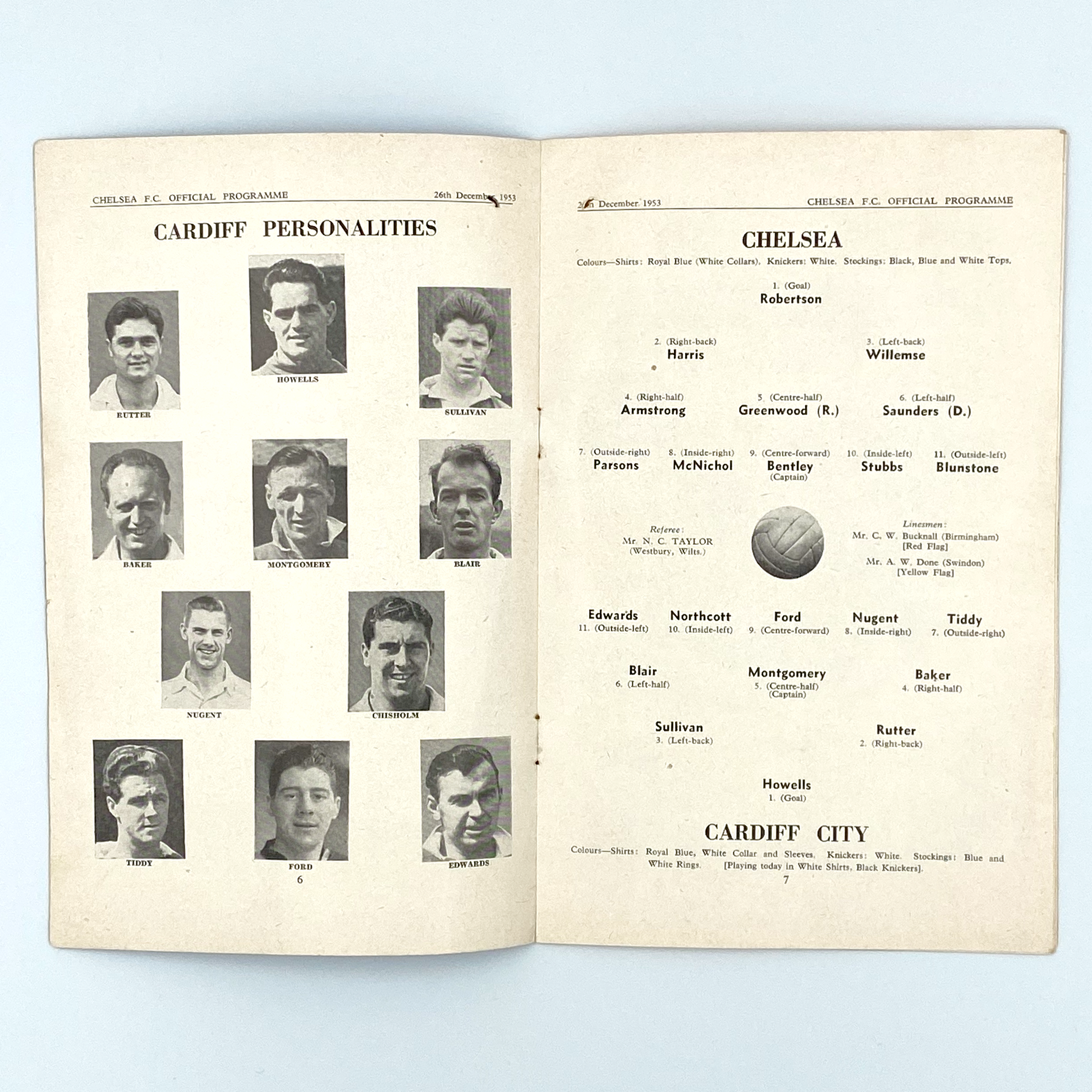 Chelsea vs Cardiff City Programme (26 December 1953)