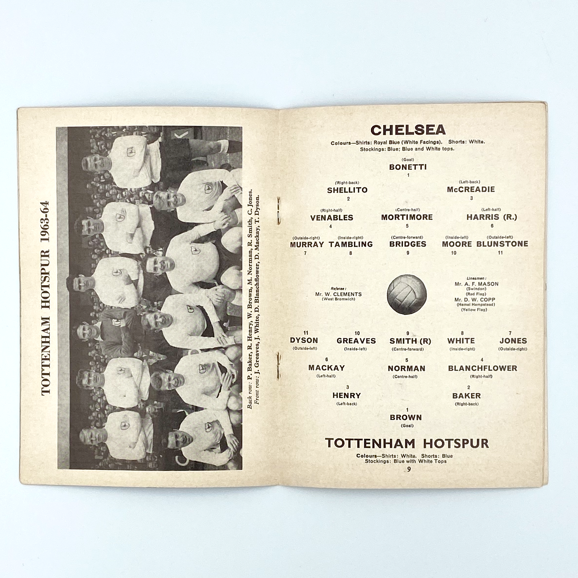 Chelsea vs Tottenham Hotspur Programme (21 September, 1963)