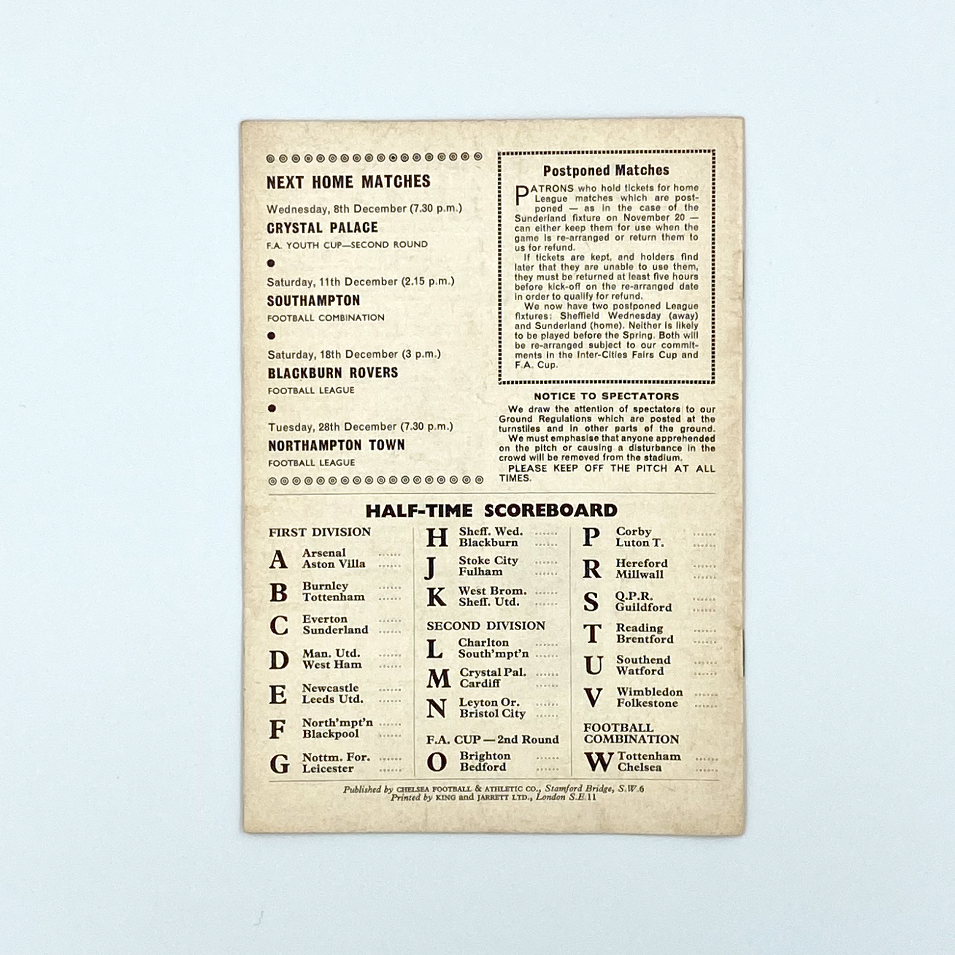 Chelsea vs Liverpool Programme (4 December, 1965)