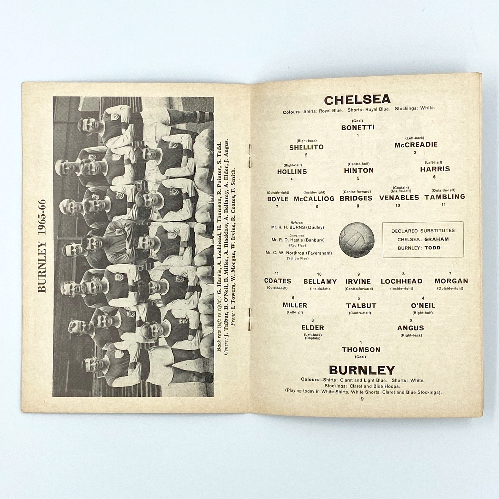 Chelsea vs Burnley Programme (21 August, 1965)