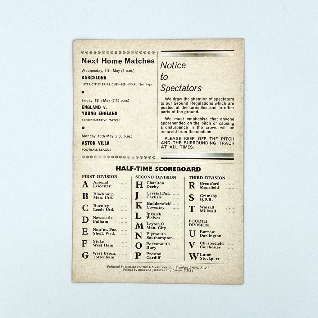 Chelsea vs Sheffield United Programme (7 May, 1966)