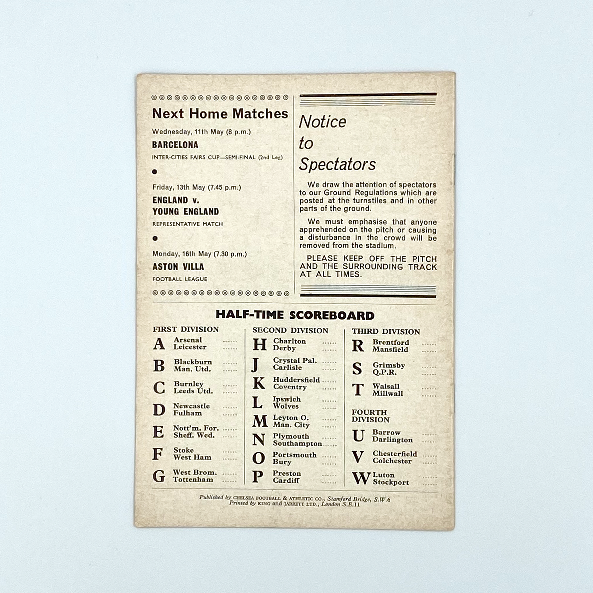 Chelsea vs Sheffield United Programme (7 May, 1966)