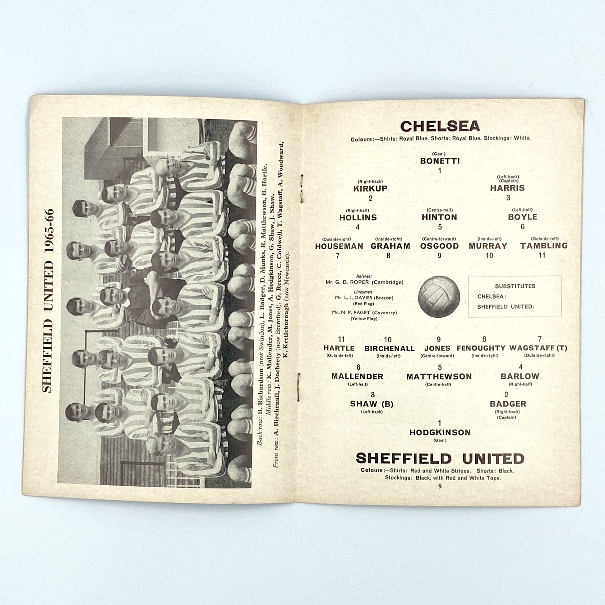 Chelsea vs Sheffield United Programme (7 May, 1966)
