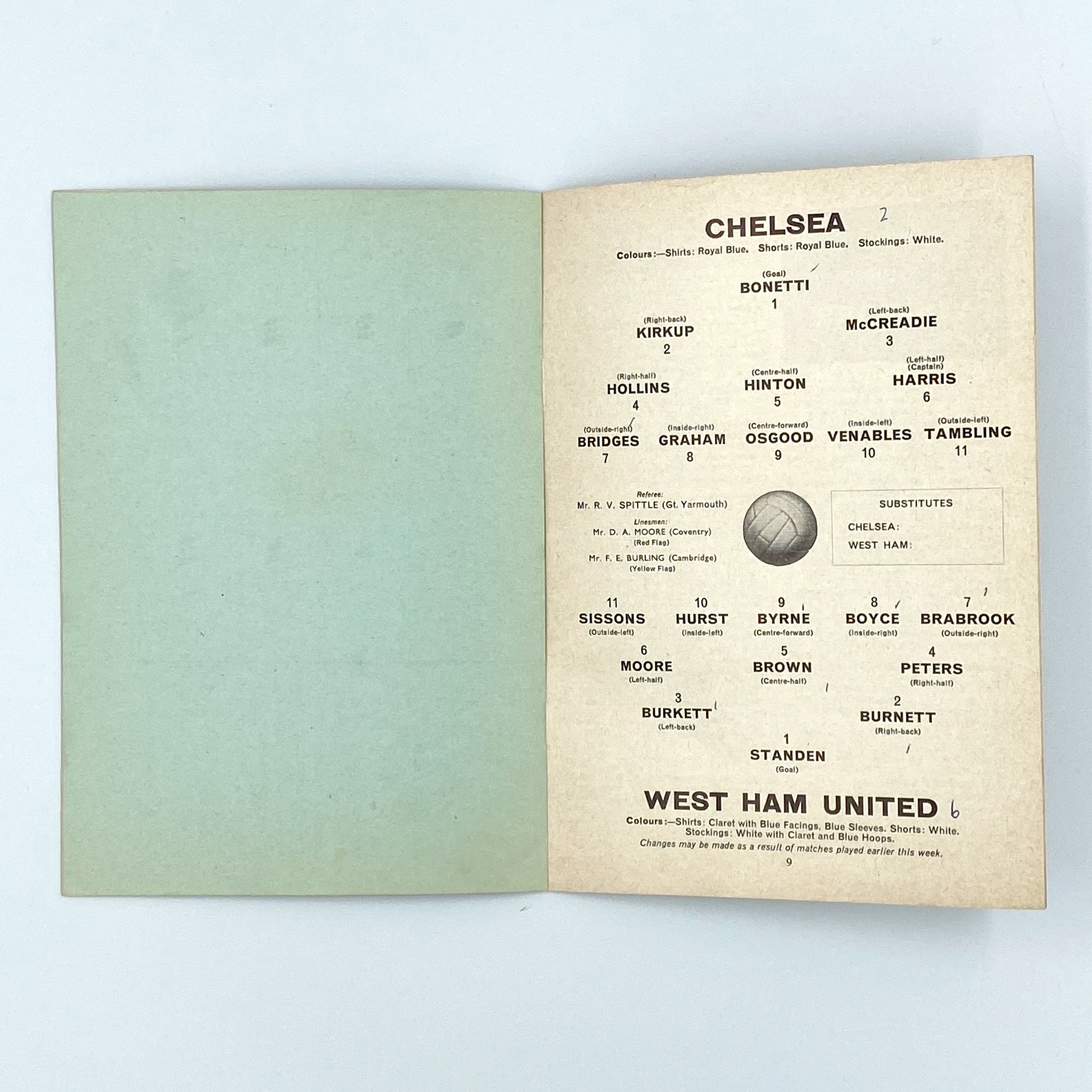 Chelsea vs West Ham United Programme (9 April, 1966)