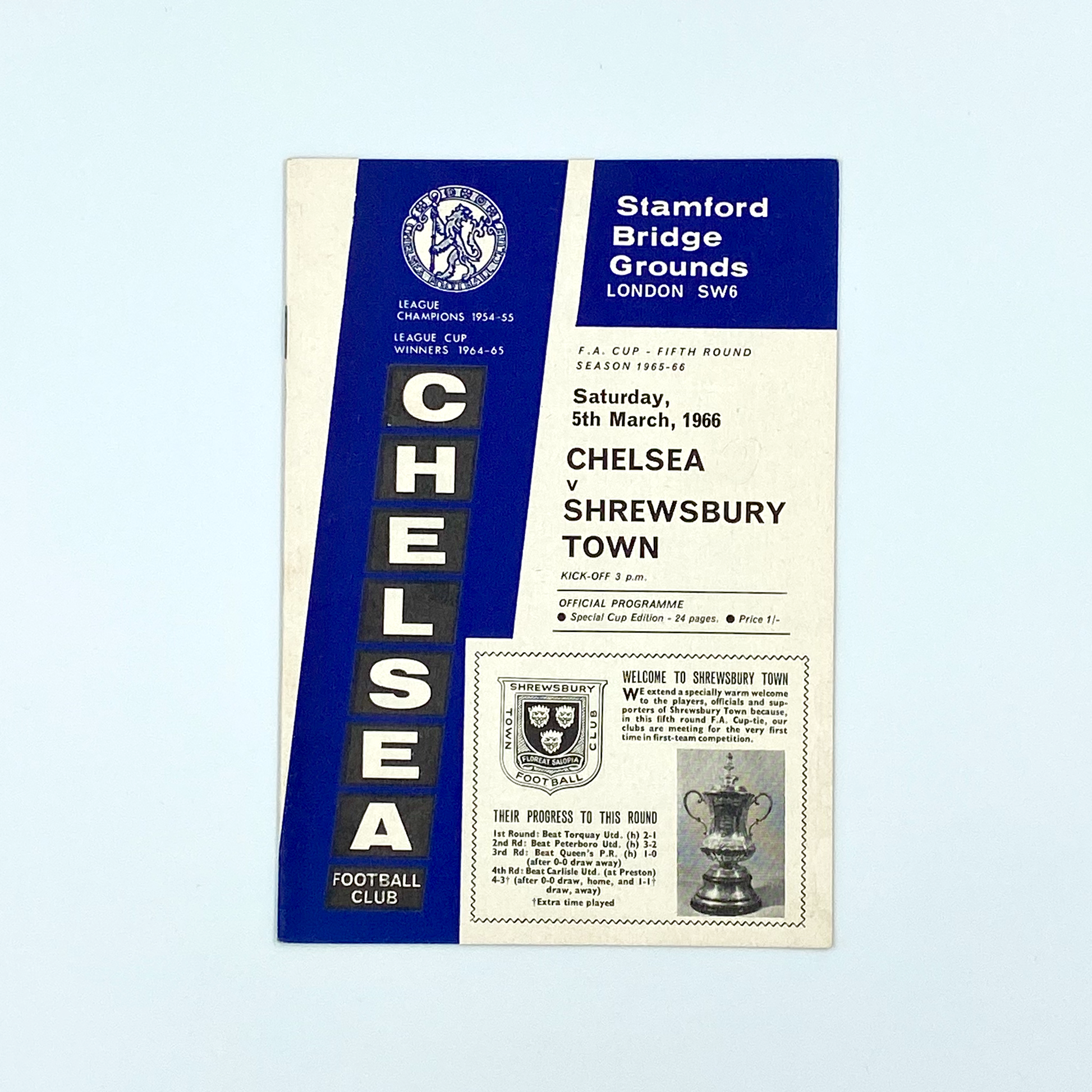 Chelsea vs Shrewsbury Town Programme (5 March, 1966)