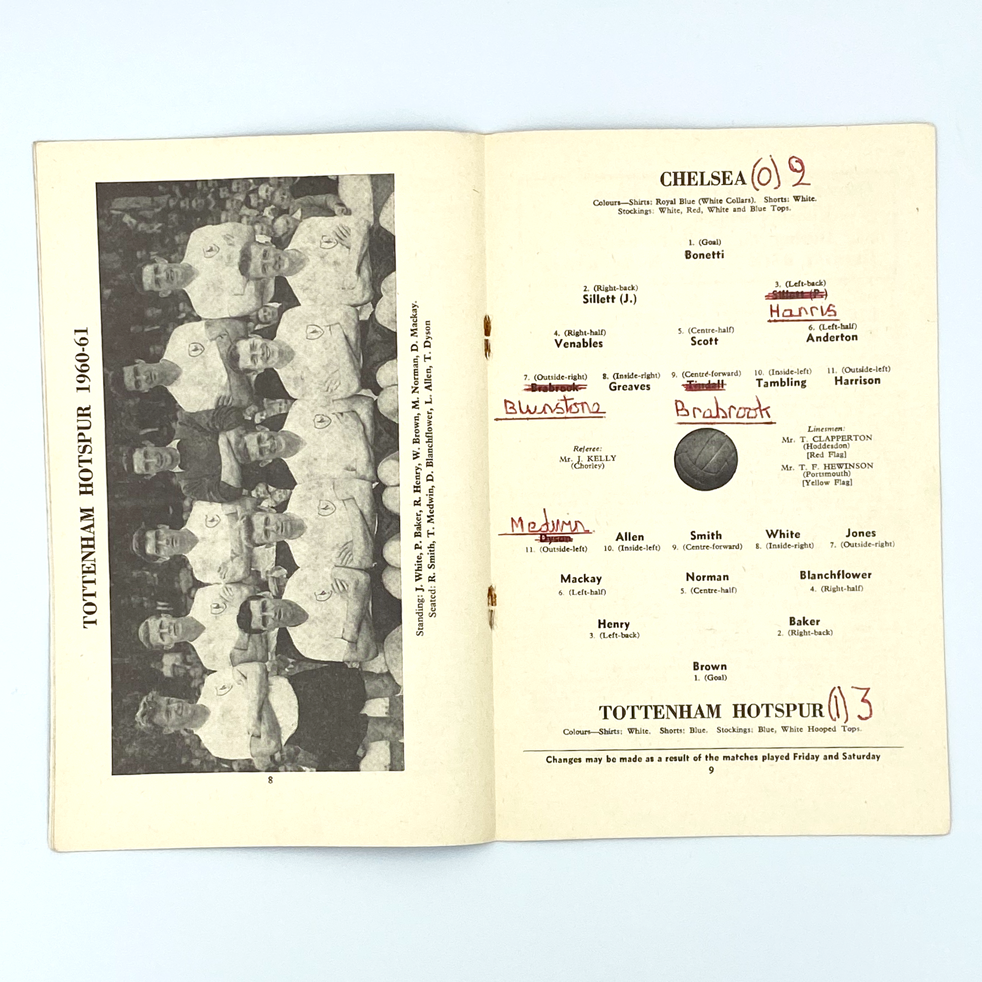 Chelsea vs Tottenham Hotspur Programme (3 April, 1961)