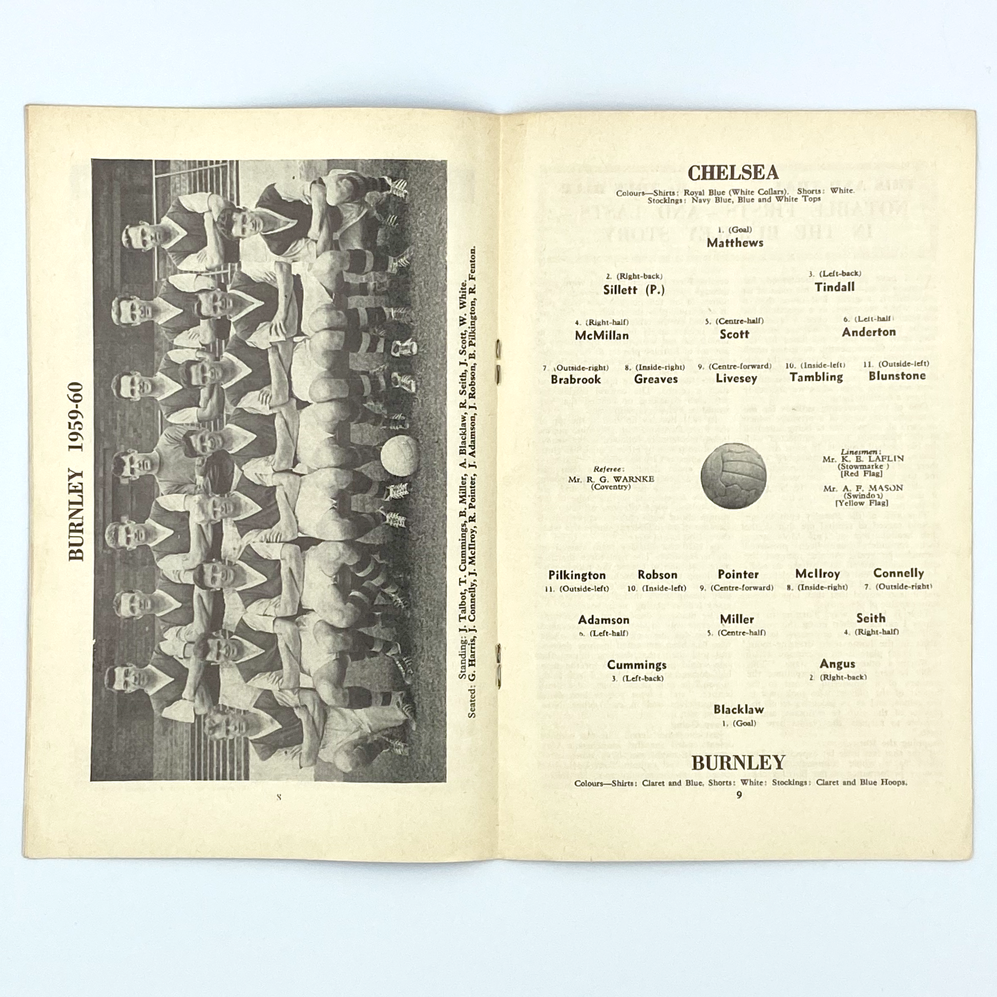 Chelsea vs Burnley Programme (5 September, 1959)