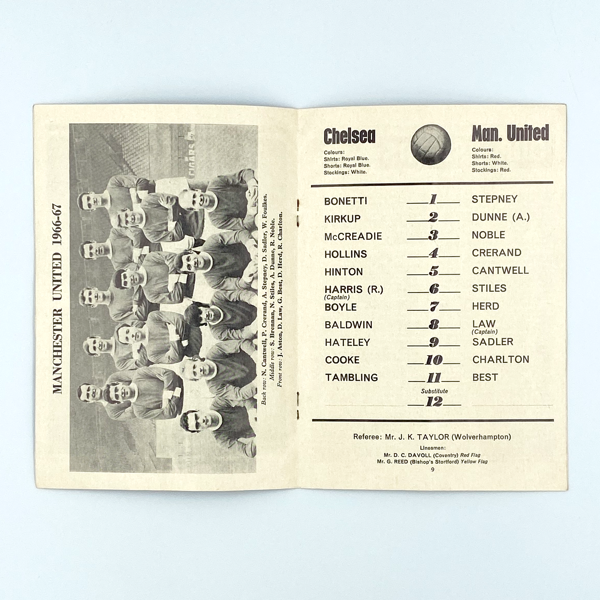 Chelsea vs Manchester United Programme (5 November, 1966)