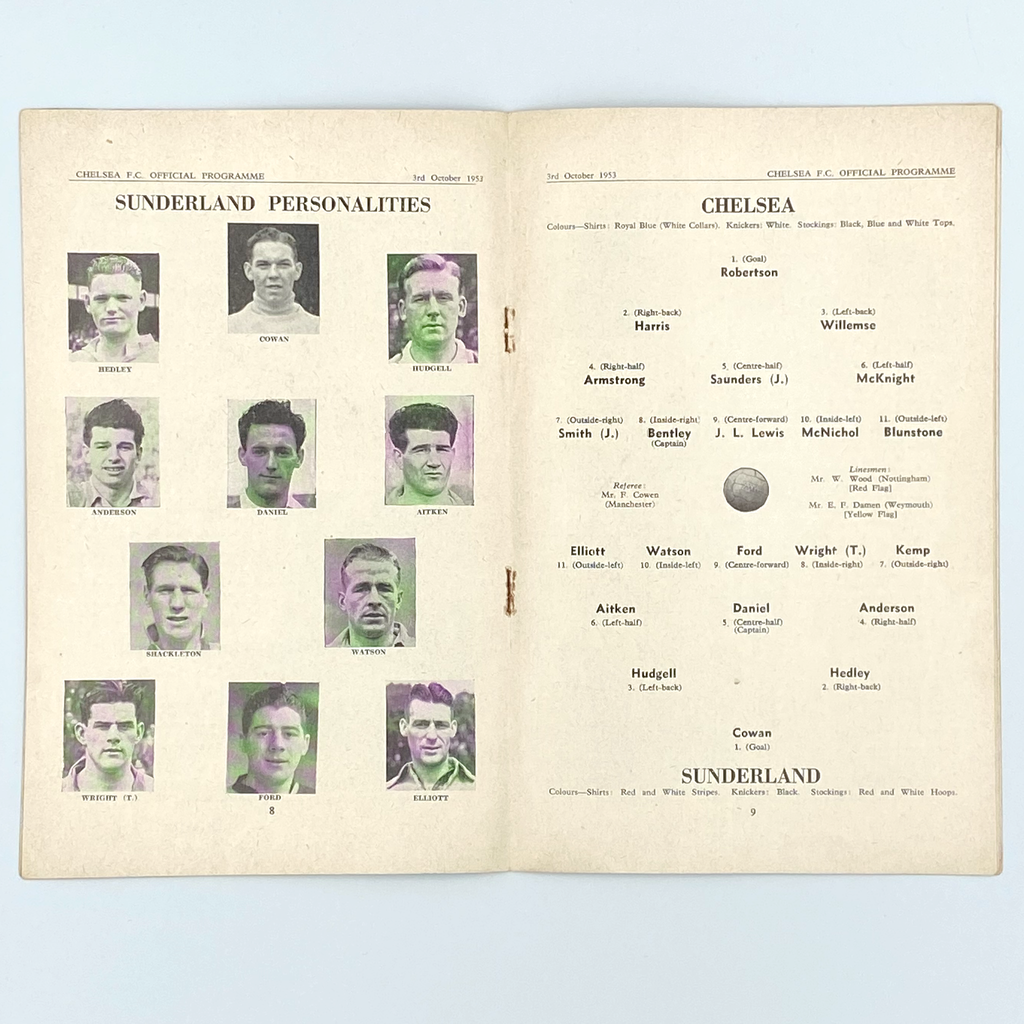Chelsea vs Sunderland Programme (3 October 1953)