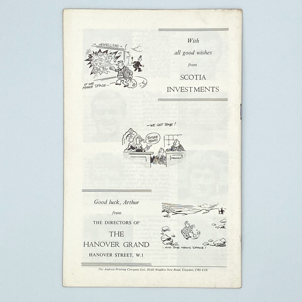 Arthur Rowe Testimonial Match Programme (26 November, 1969)