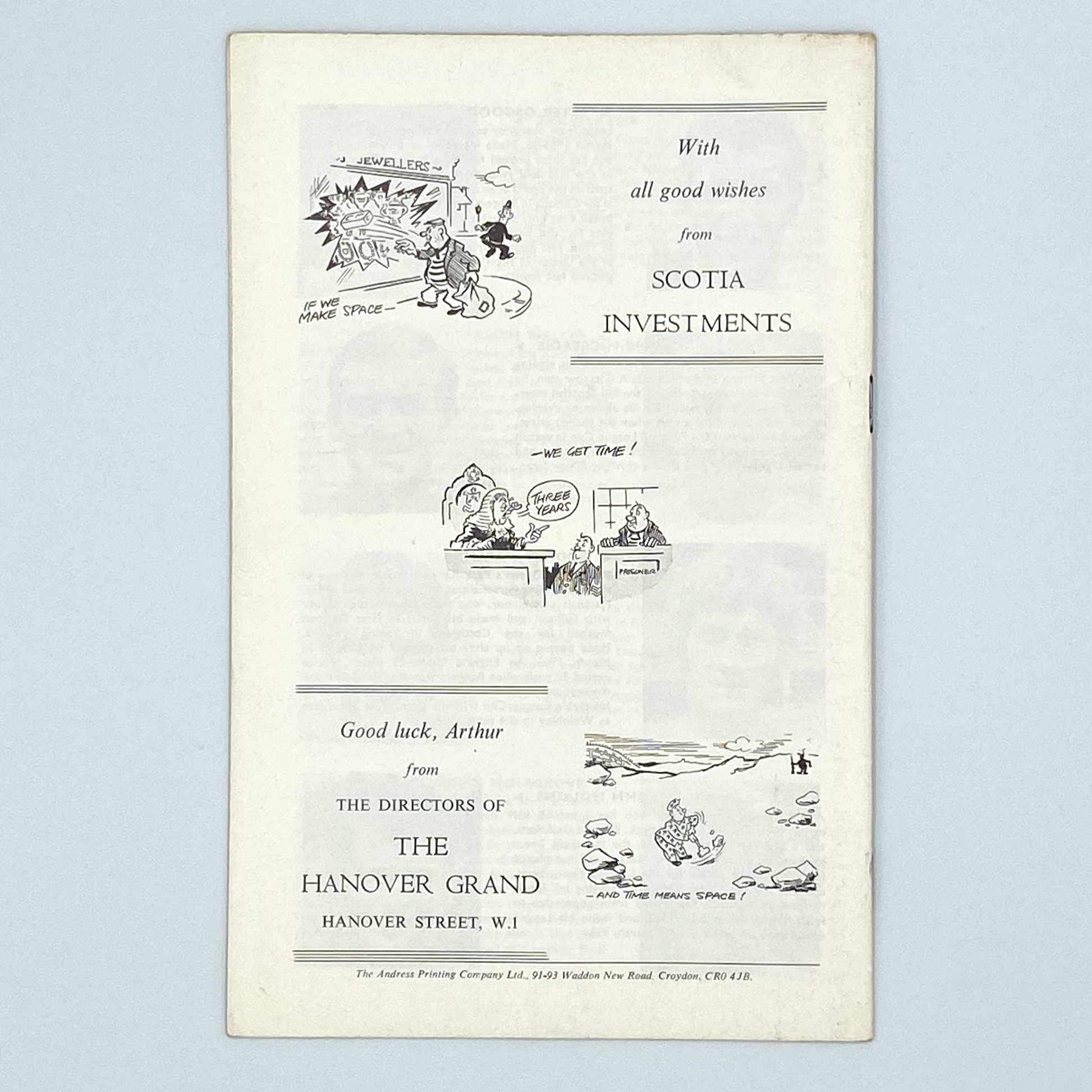 Arthur Rowe Testimonial Match Programme (26 November, 1969)