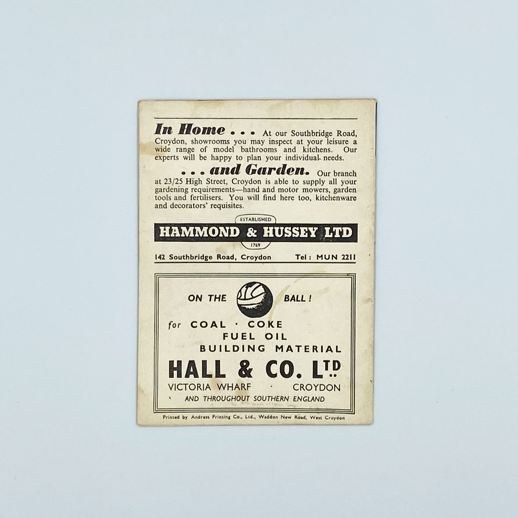 Crystal Palace vs Barnsley Programme (3 February, 1962)