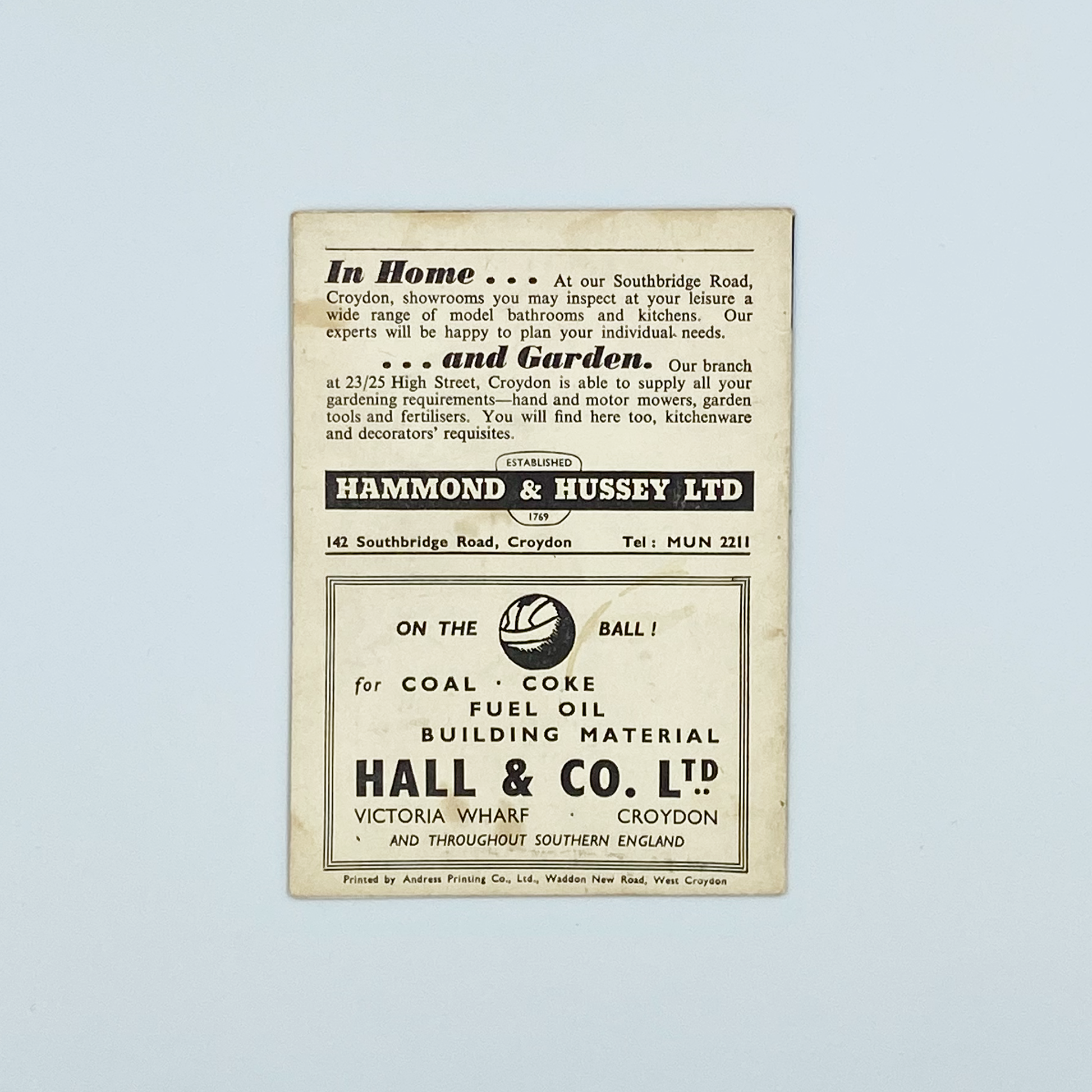 Crystal Palace vs Barnsley Programme (3 February, 1962)