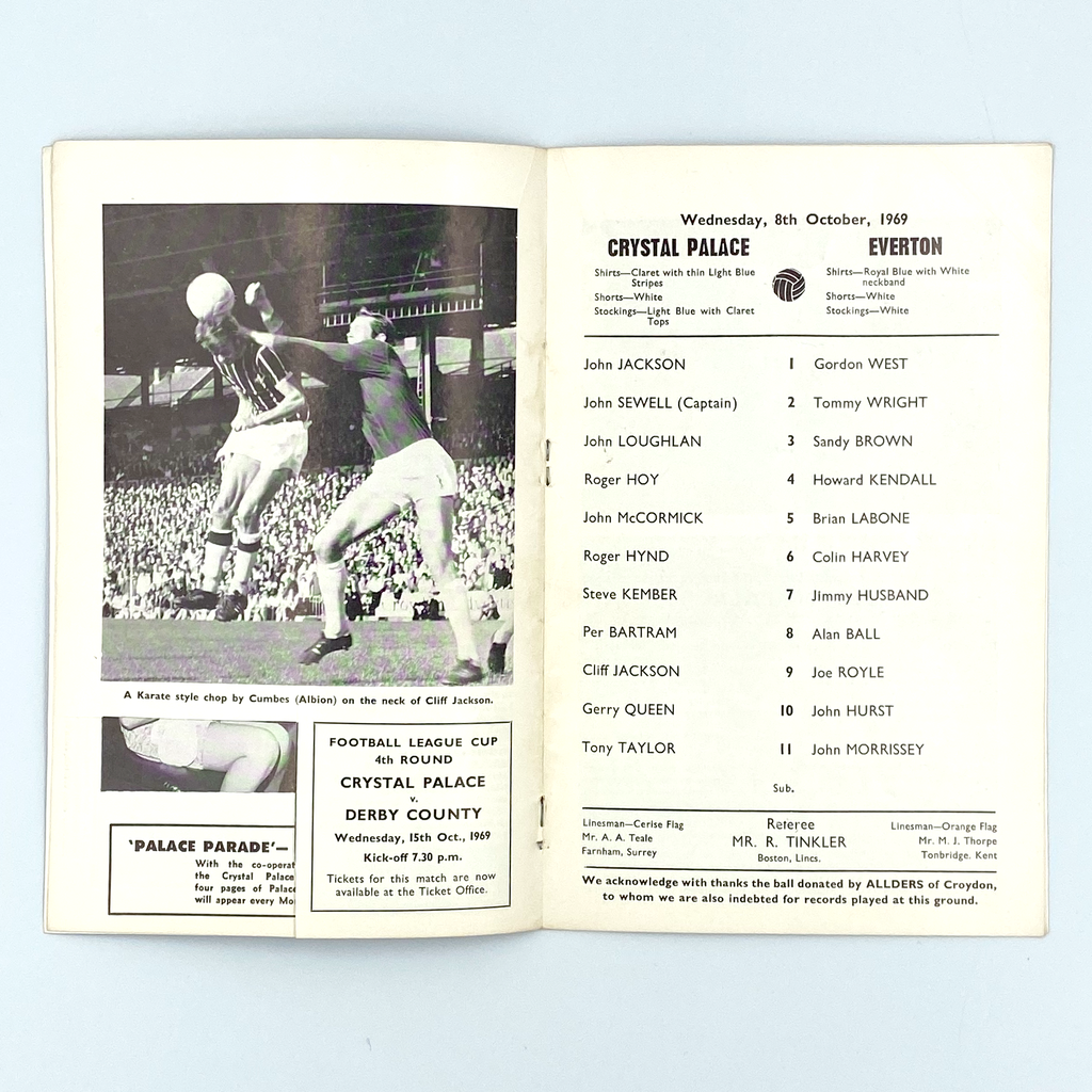 Crystal Palace vs Everton Programme (8 October, 1969)