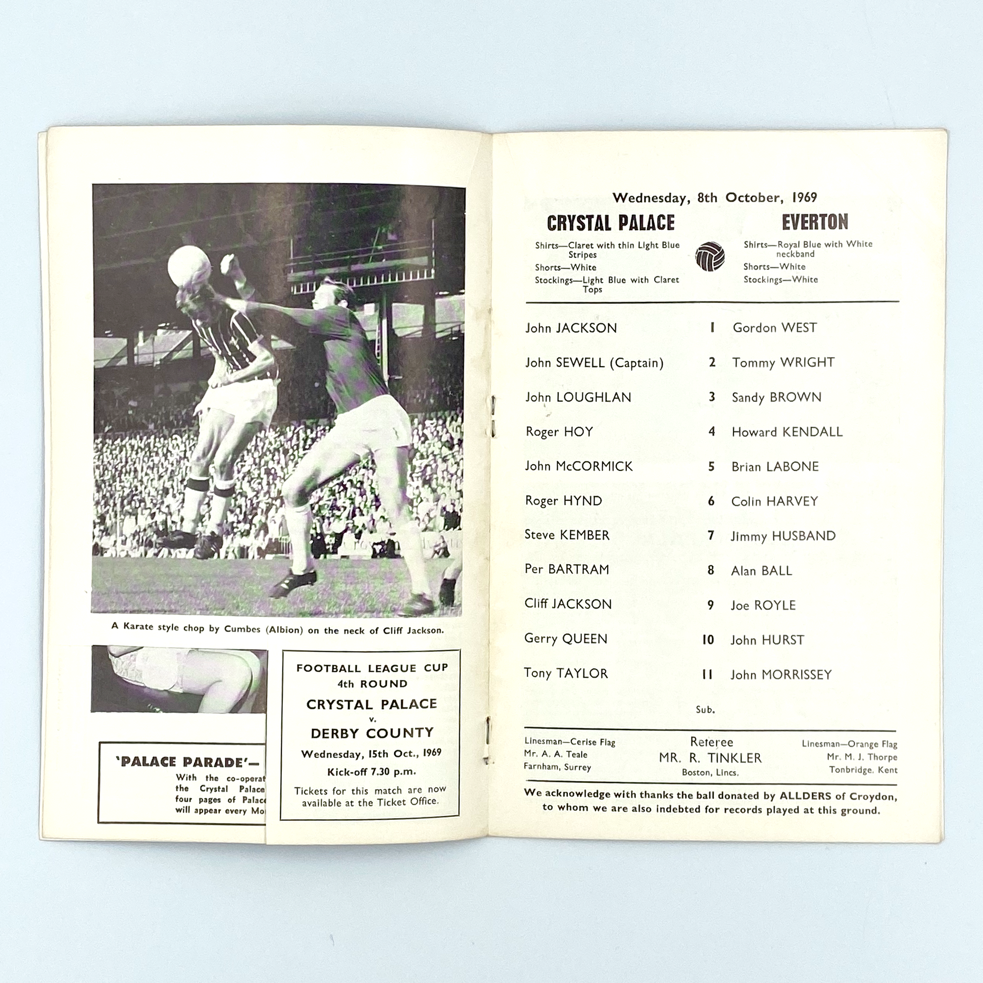Crystal Palace vs Everton Programme (8 October, 1969)