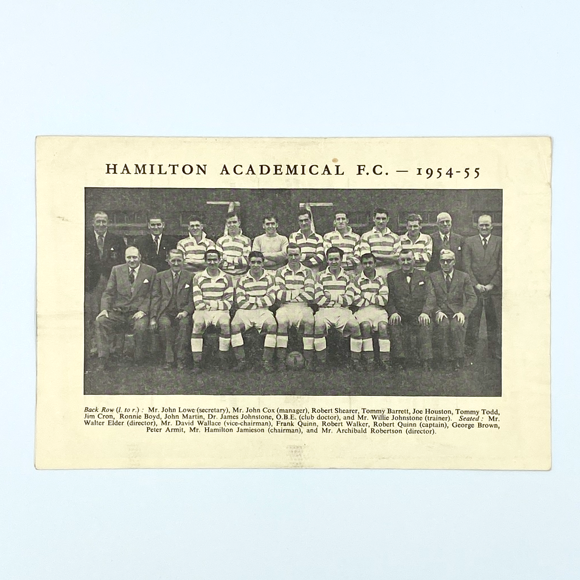 Crystal Palace vs Hamilton Academical Programme (4 April, 1955)