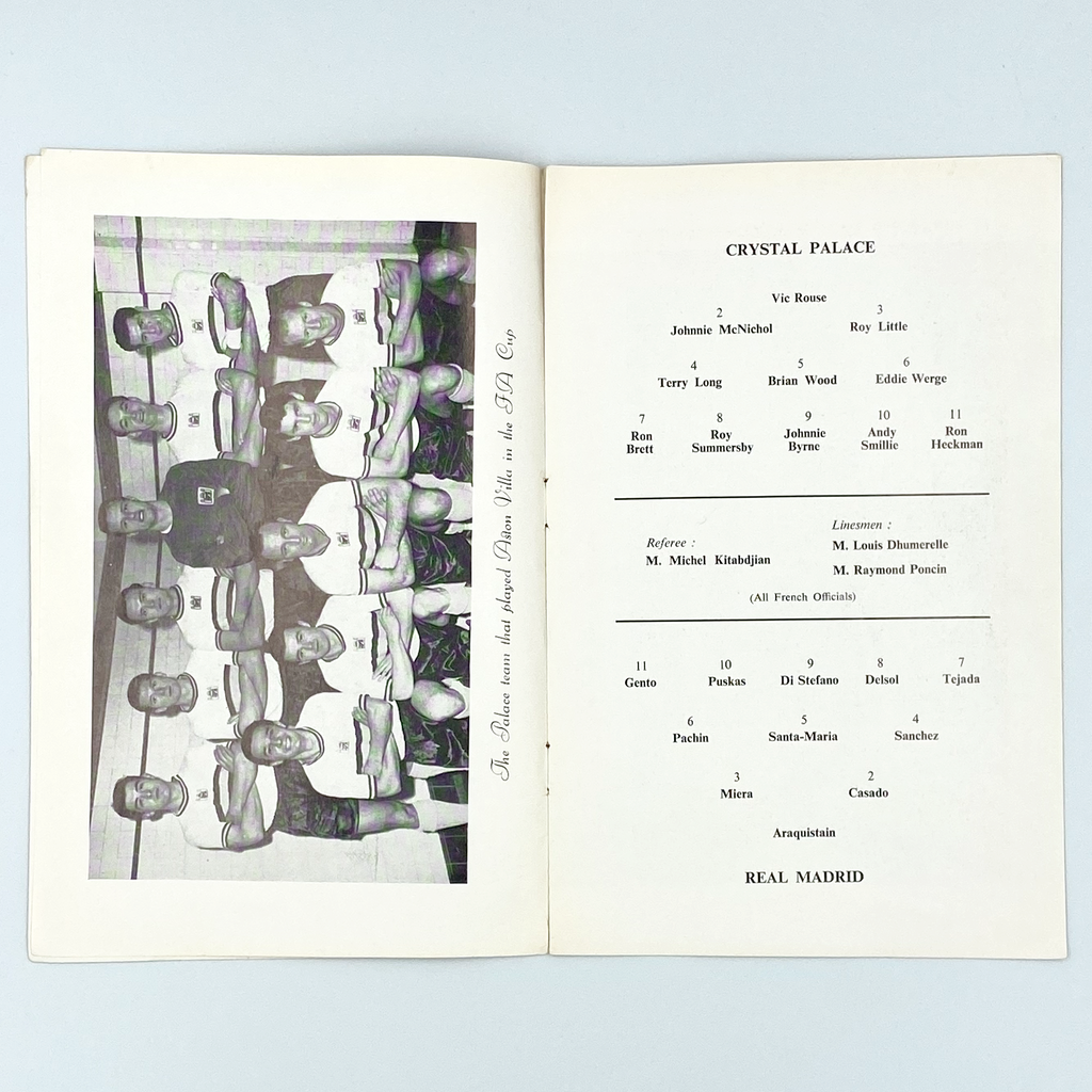Crystal Palace vs Real Madrid Programme (18 April, 1962)