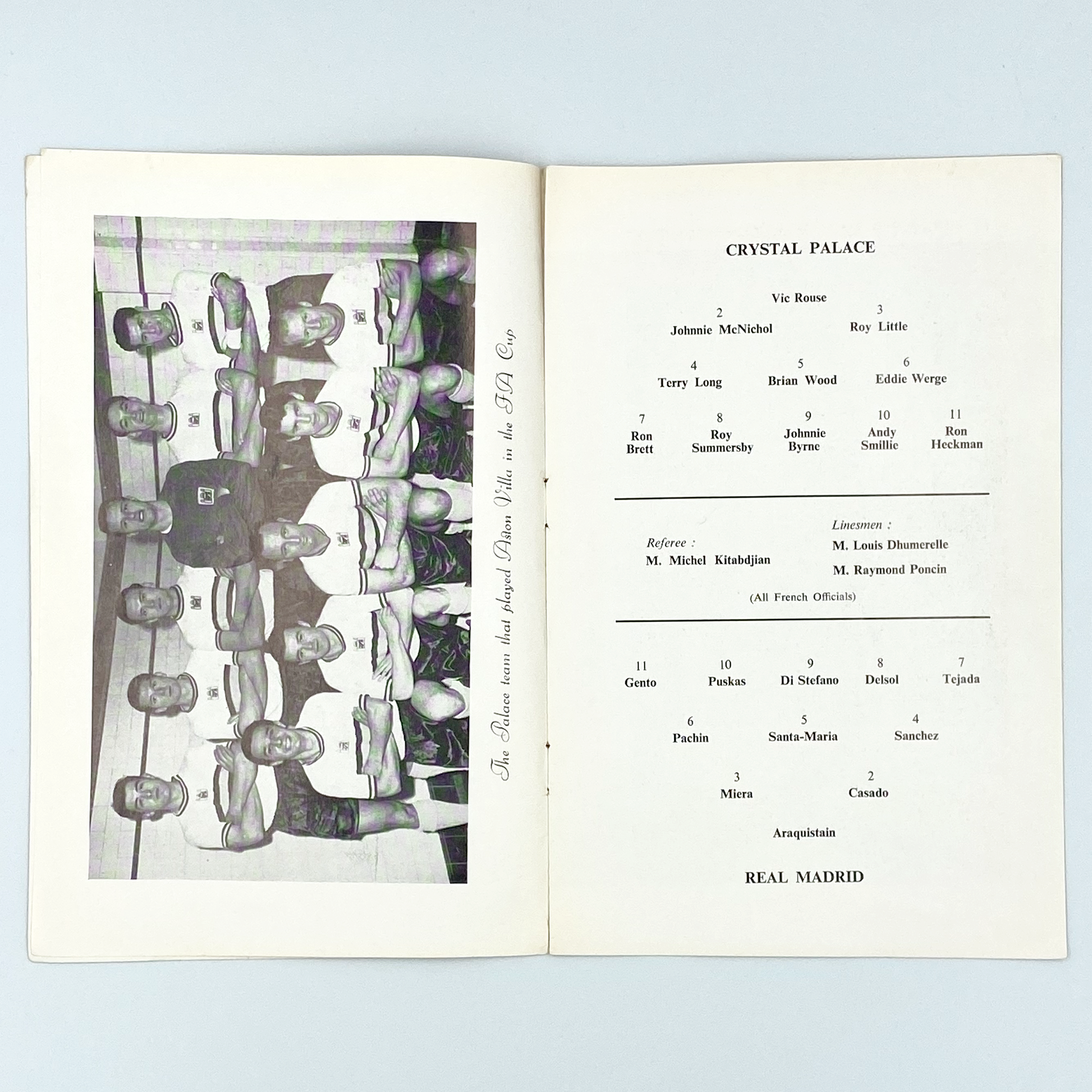 Crystal Palace vs Real Madrid Programme (18 April, 1962)
