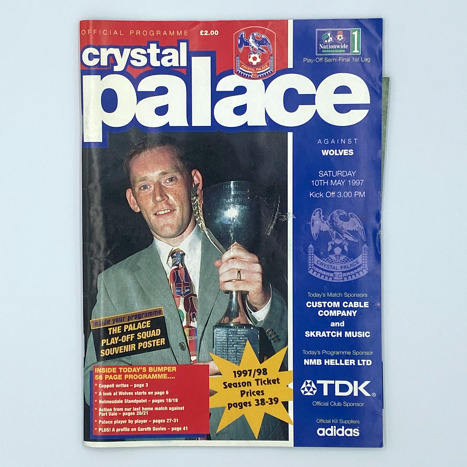 Crystal Palace vs Wolverhampton Wanderers Play-Off Semi-Final Programme & Ticket (10 May, 1997)