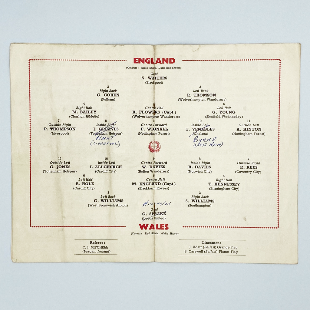 England vs Wales Programme (18 November, 1964)