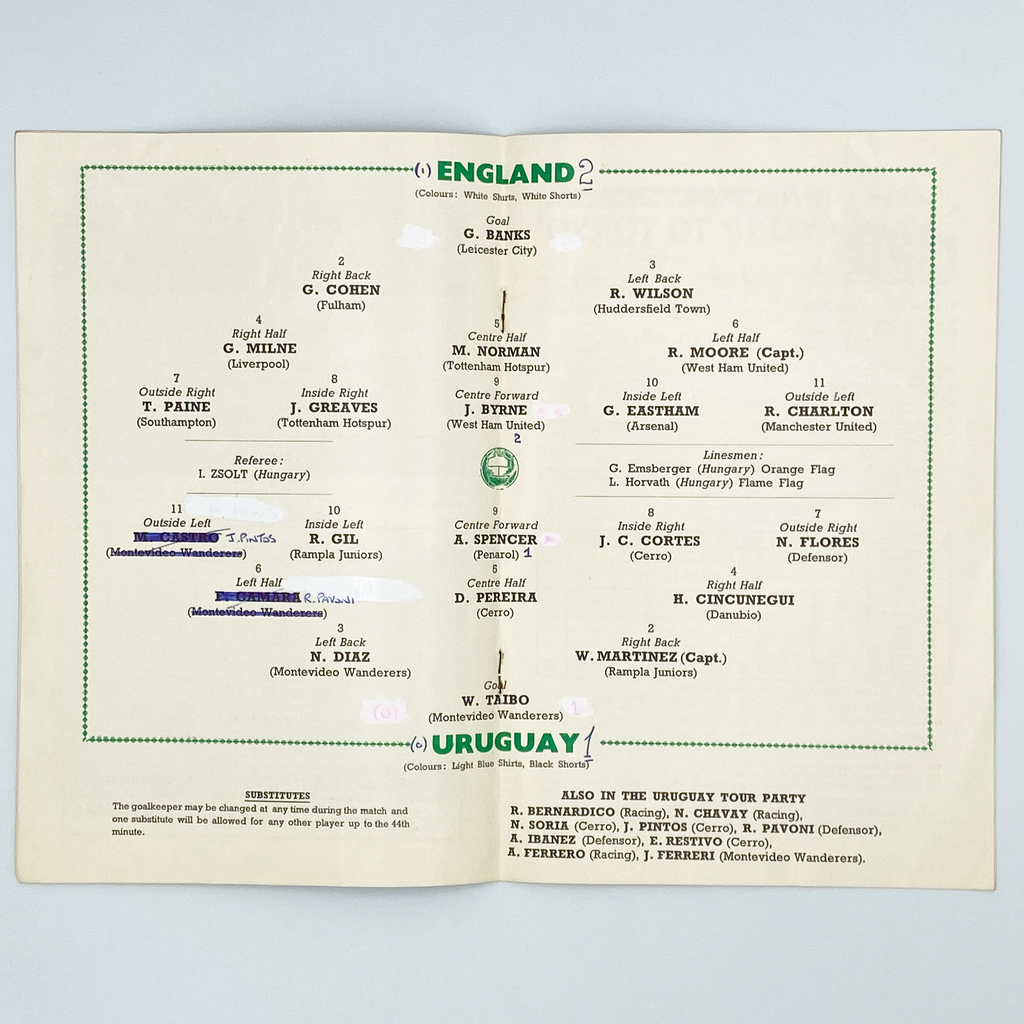 England vs Uruguay Programme (6 May, 1964)