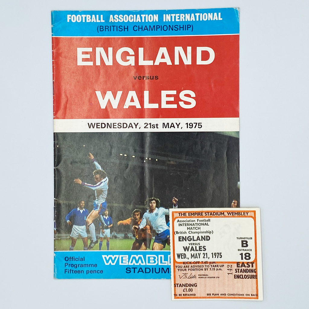 England vs Wales Programme & Ticket (21 May, 1975)
