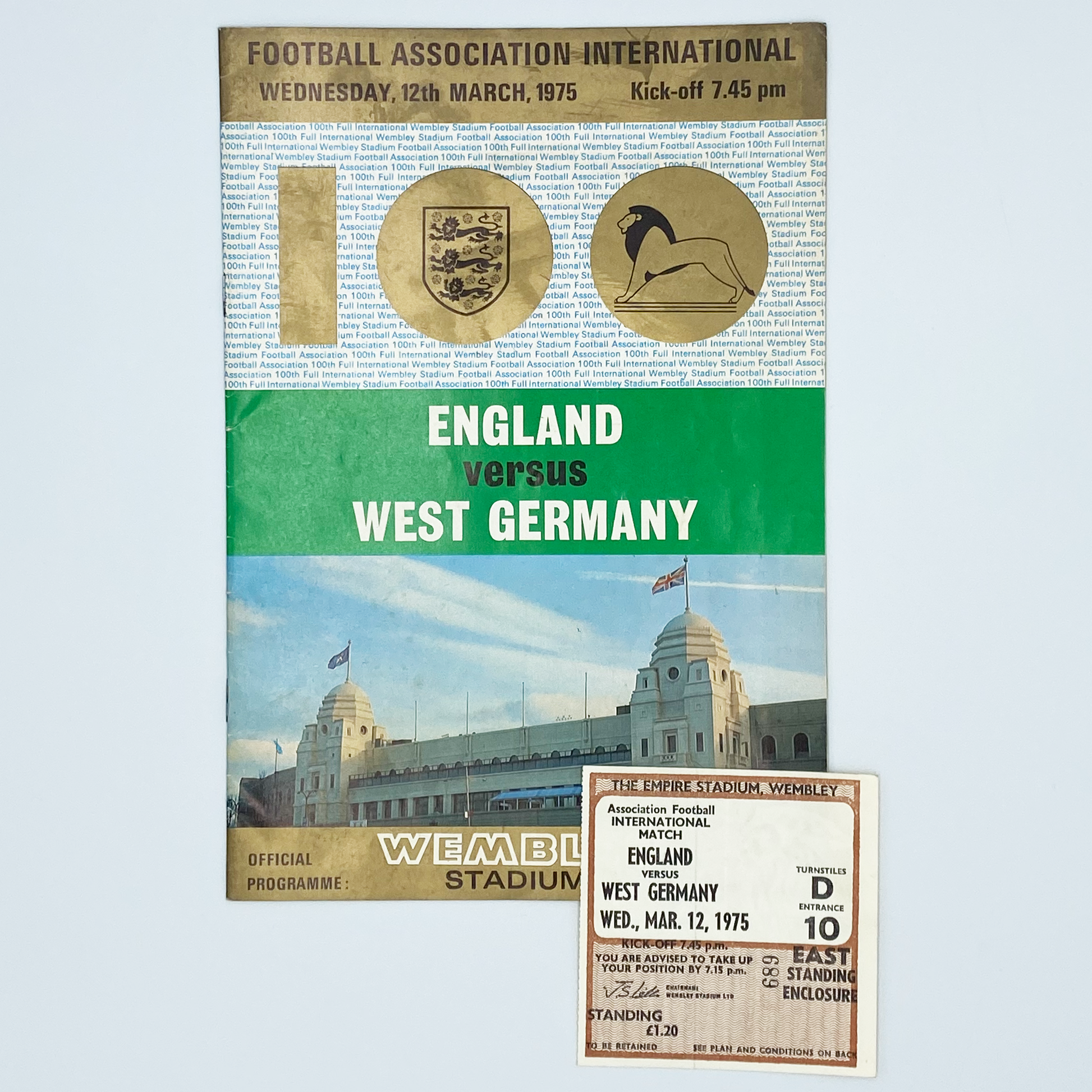 England vs West Germany Programme & Ticket (12 March, 1975)
