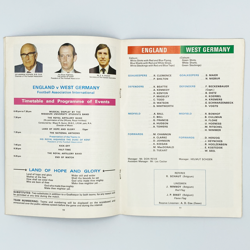 England vs West Germany Programme & Ticket (12 March, 1975)
