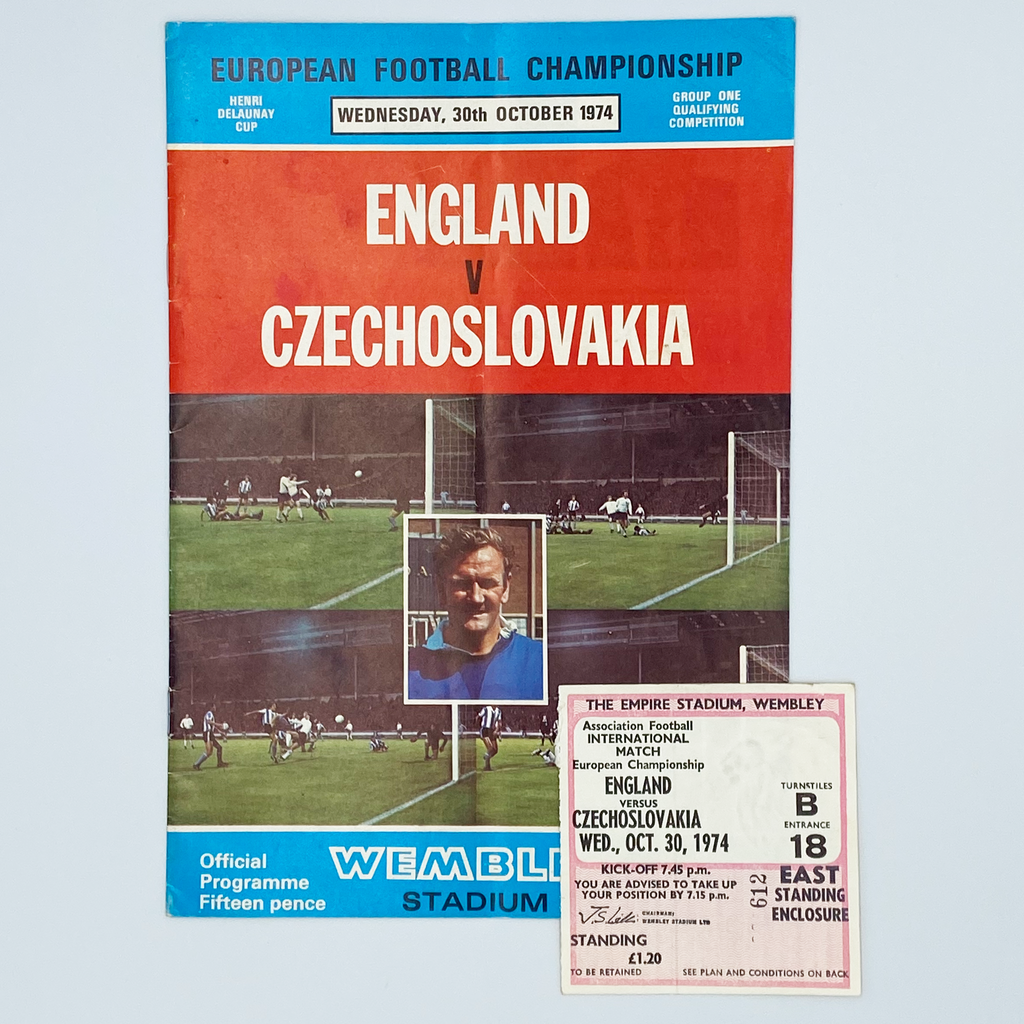 England vs Czechoslovakia Programme & Ticket (30 October, 1974)
