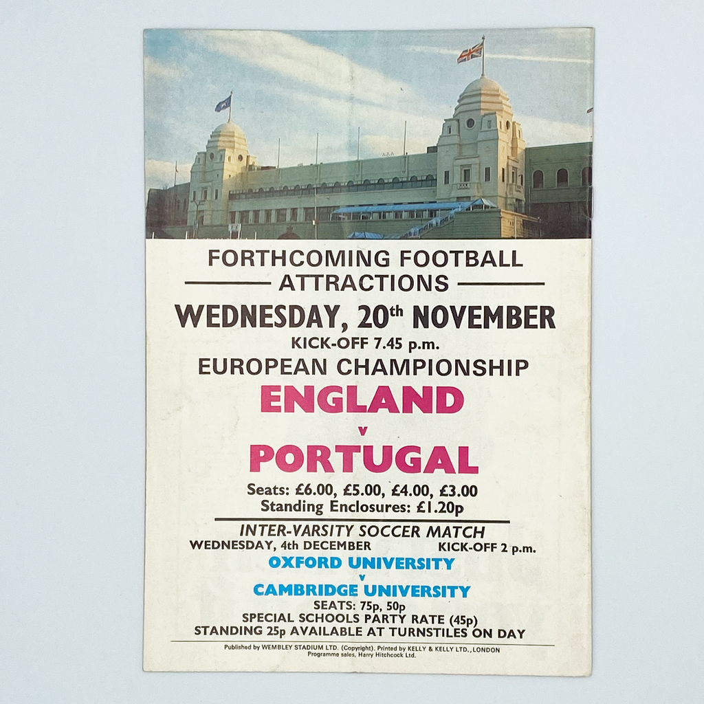 England vs Czechoslovakia Programme & Ticket (30 October, 1974)