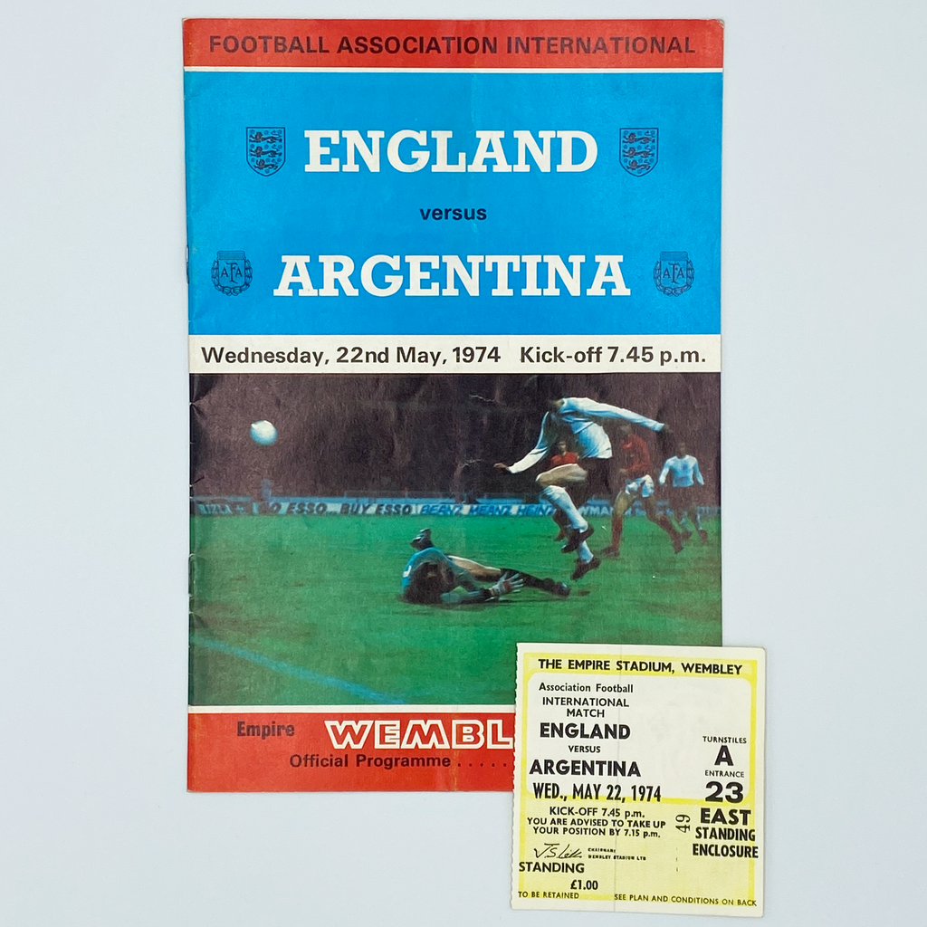 England vs Argentina Programme & Ticket (22 May, 1974)