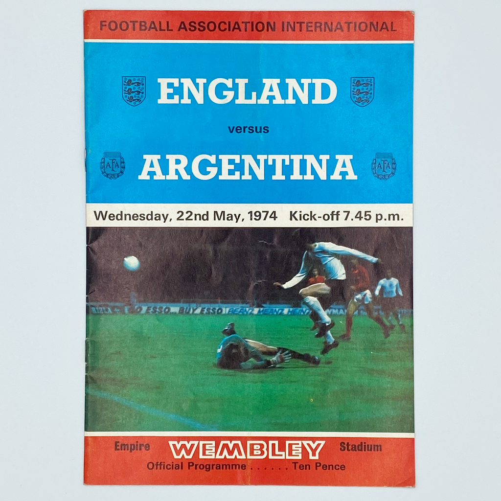 England vs Argentina Programme & Ticket (22 May, 1974)