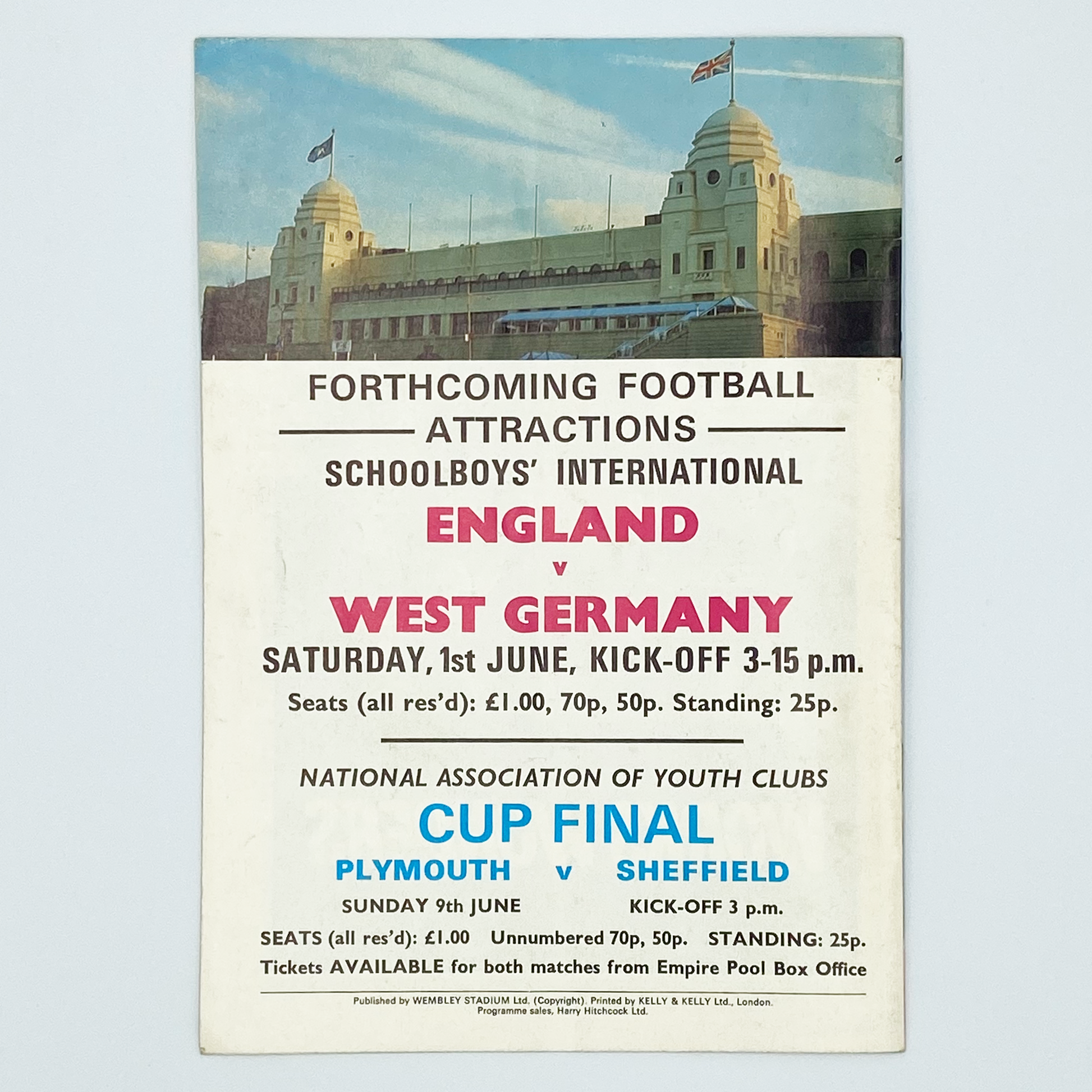 England vs Argentina Programme & Ticket (22 May, 1974)