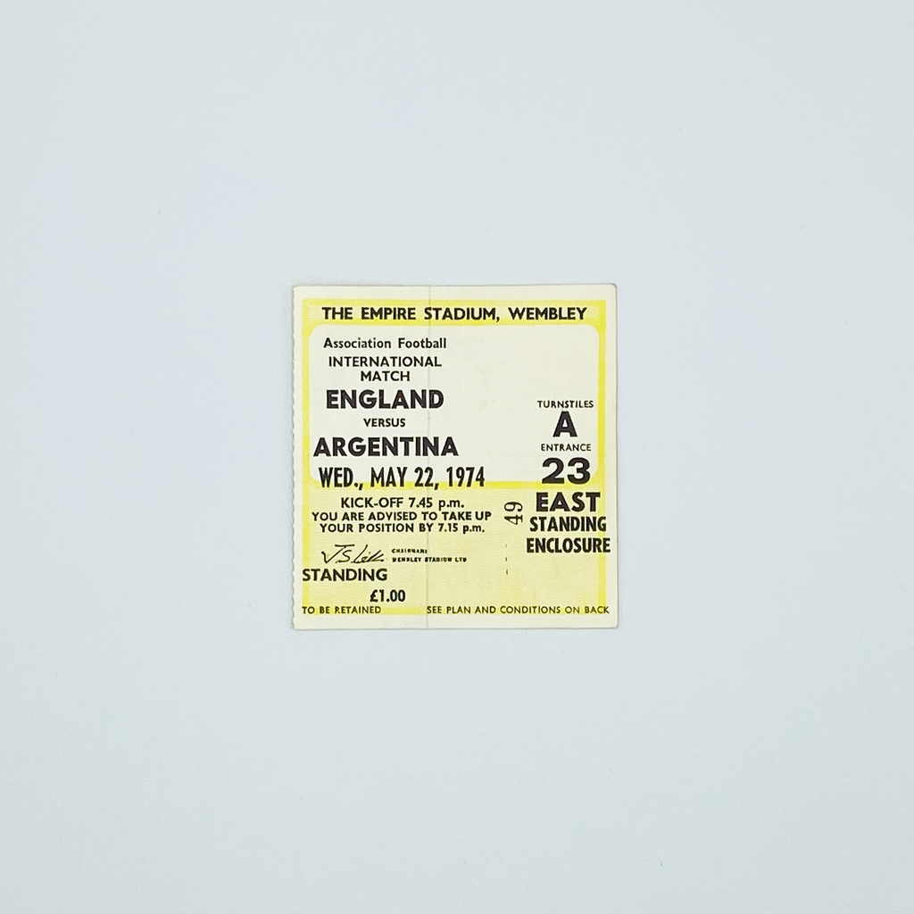 England vs Argentina Programme & Ticket (22 May, 1974)
