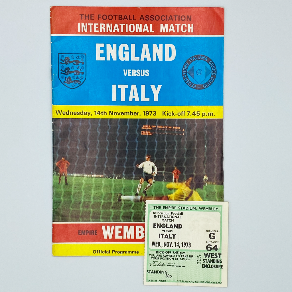 England vs Italy Programme & Ticket (14 November, 1973)
