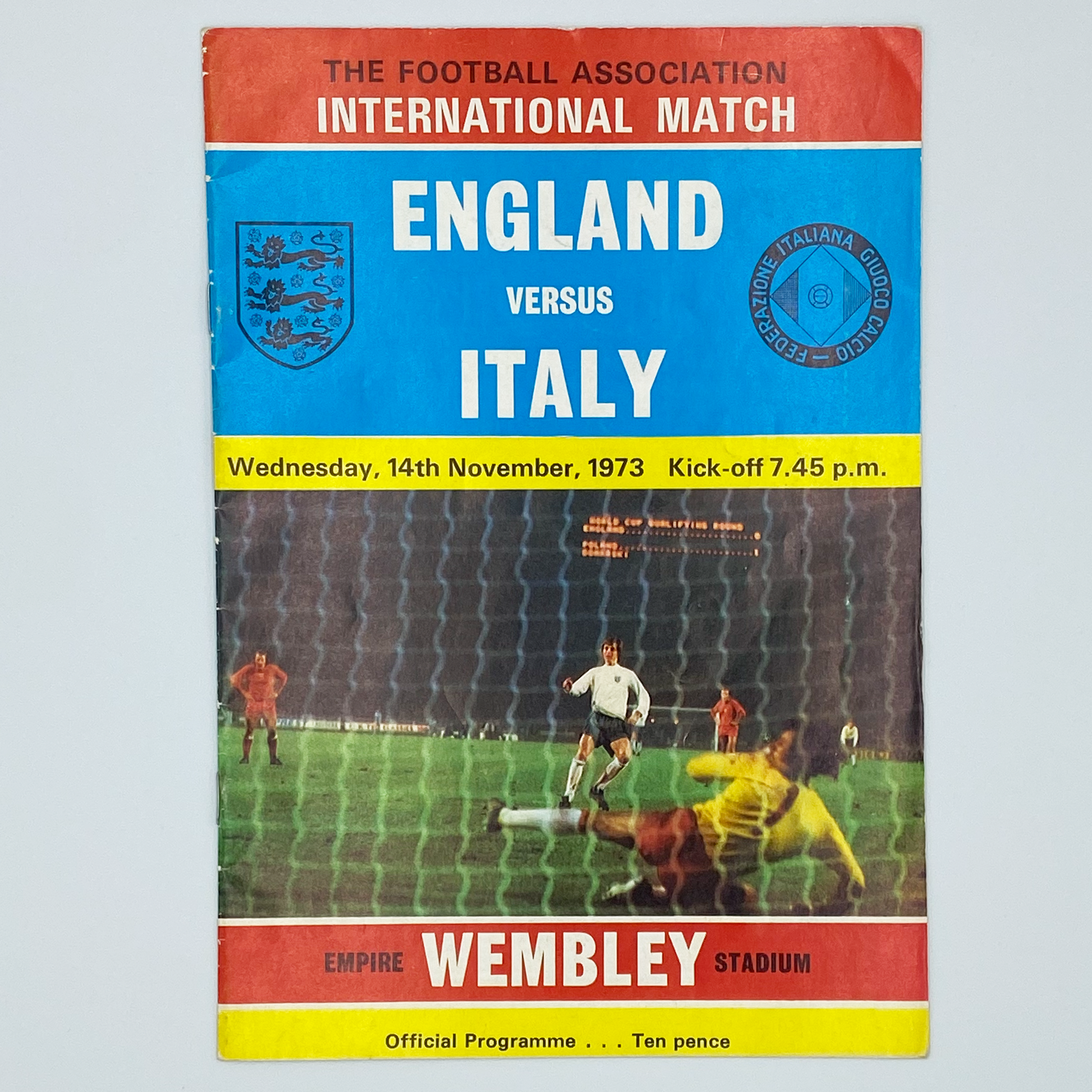 England vs Italy Programme & Ticket (14 November, 1973)