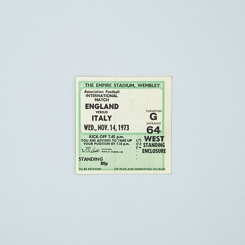 England vs Italy Programme & Ticket (14 November, 1973)