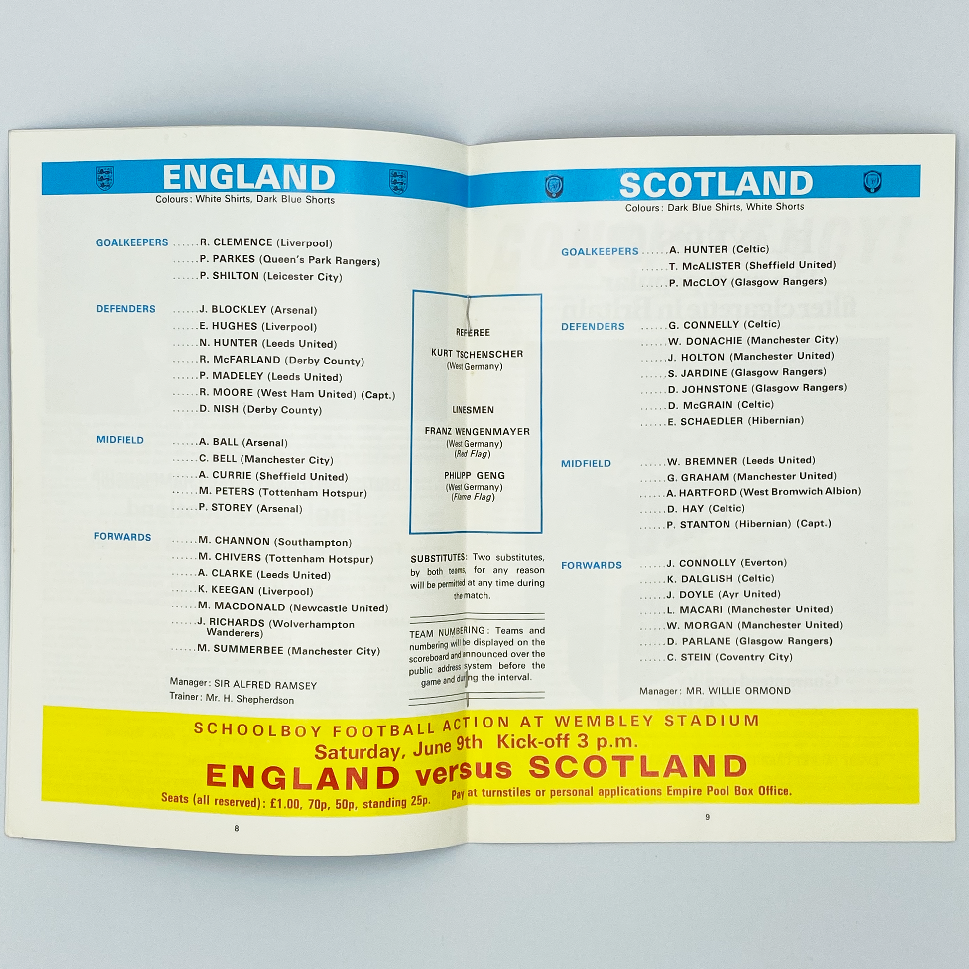 England vs Scotland Programme & Ticket (19 May, 1973)