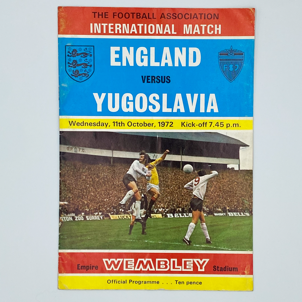 England vs Yugoslavia Programme & Ticket (11 October, 1972)