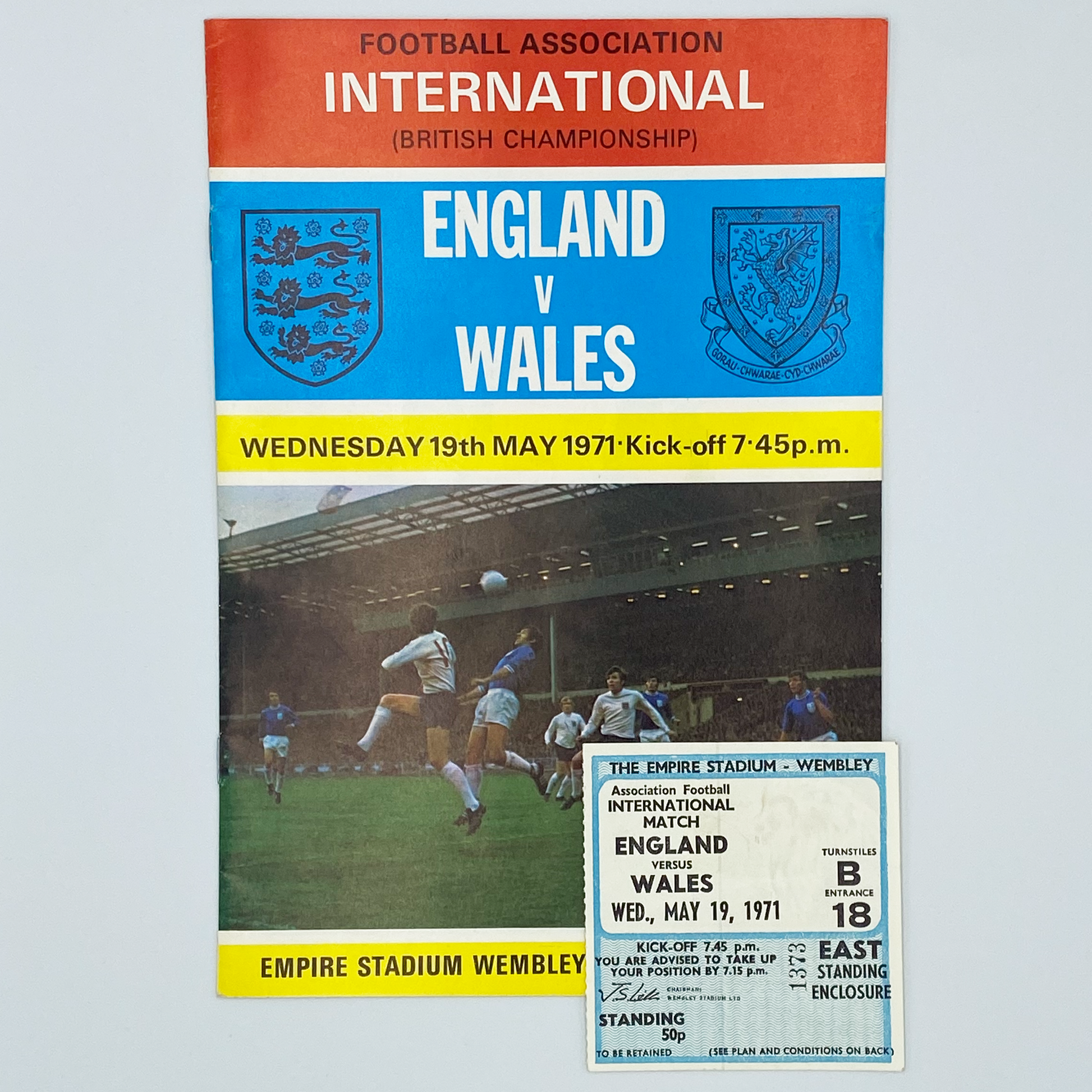 England vs Wales Programme & Ticket (19 May, 1971)