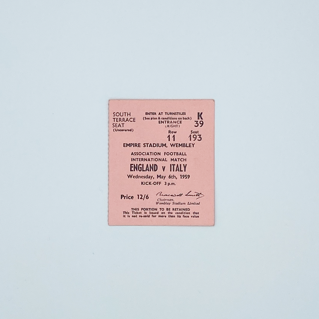 England vs Italy Programme & Ticket (6 May, 1959)