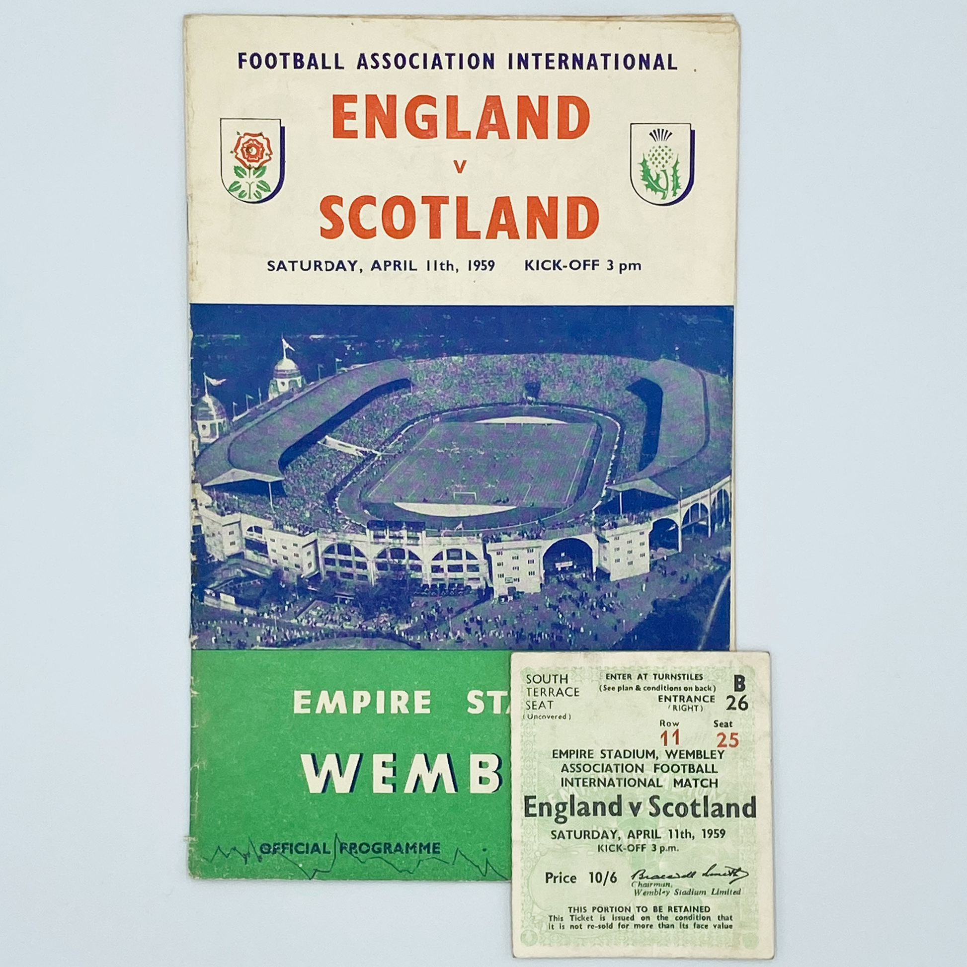 England vs Scotland Programme & Ticket (11 April, 1959)