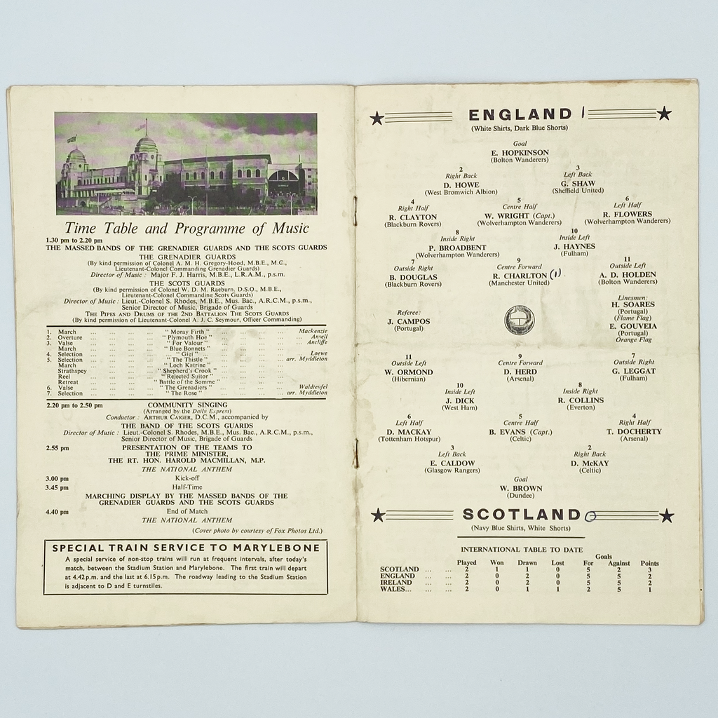 England vs Scotland Programme & Ticket (11 April, 1959)
