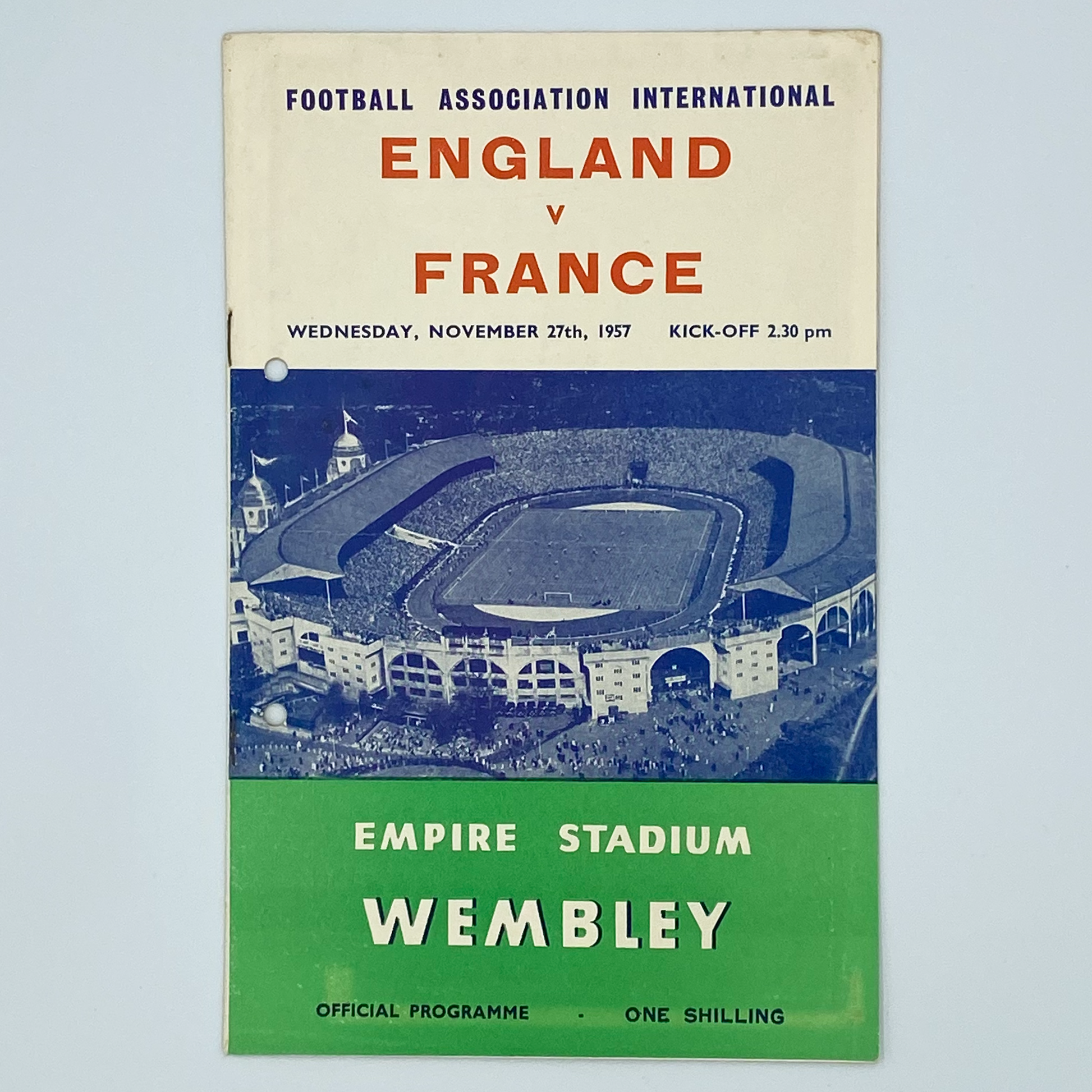 England vs France Programme & Ticket (27 November, 1957)