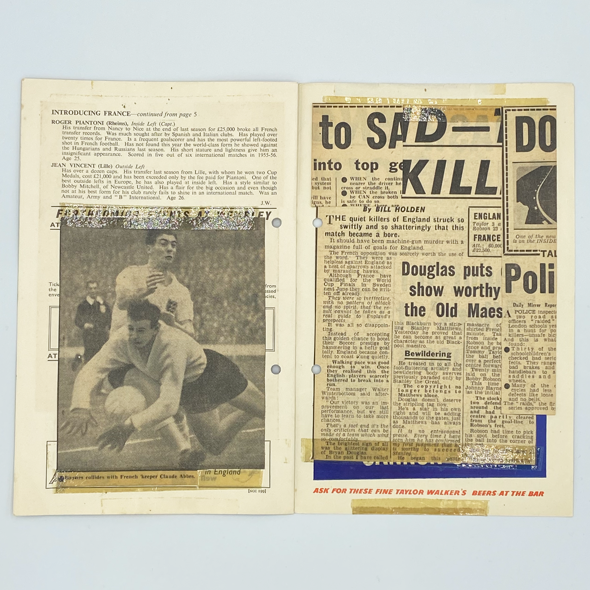 England vs France Programme & Ticket (27 November, 1957)