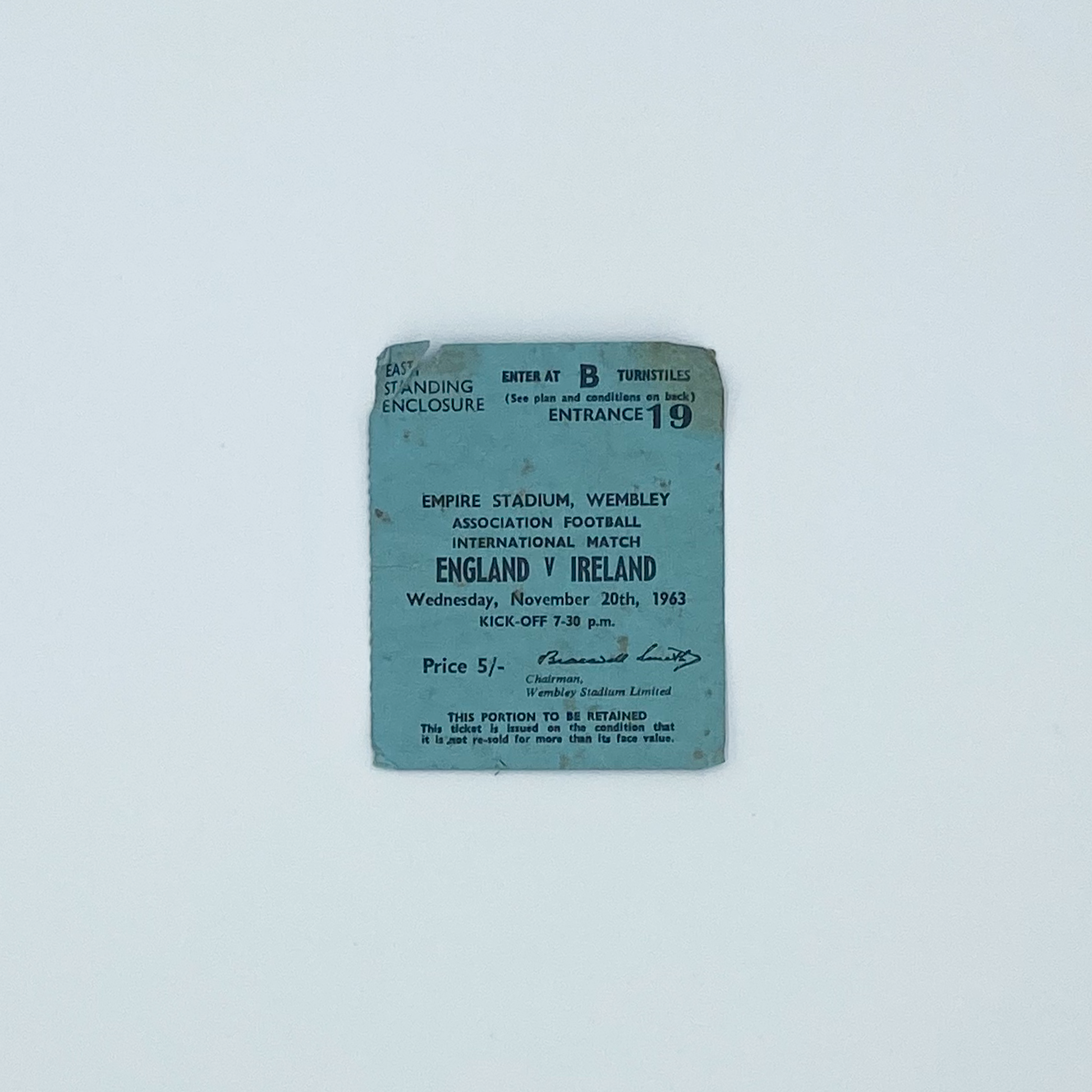 England vs Northern Ireland Programme & Ticket (20 November, 1963)