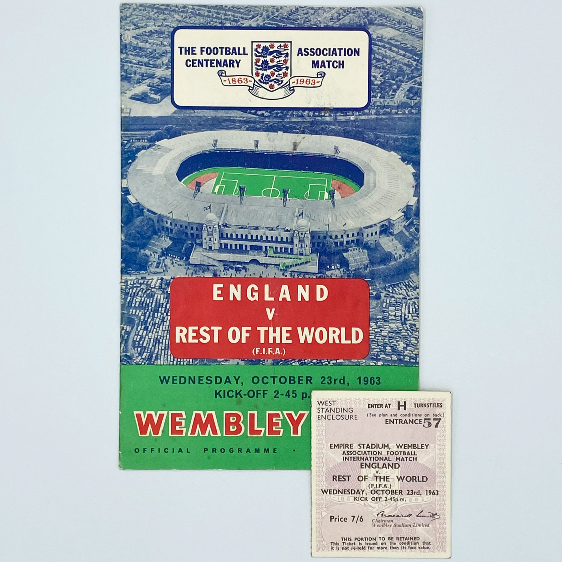 England vs Rest of the World Programme & Ticket (23 October, 1963)