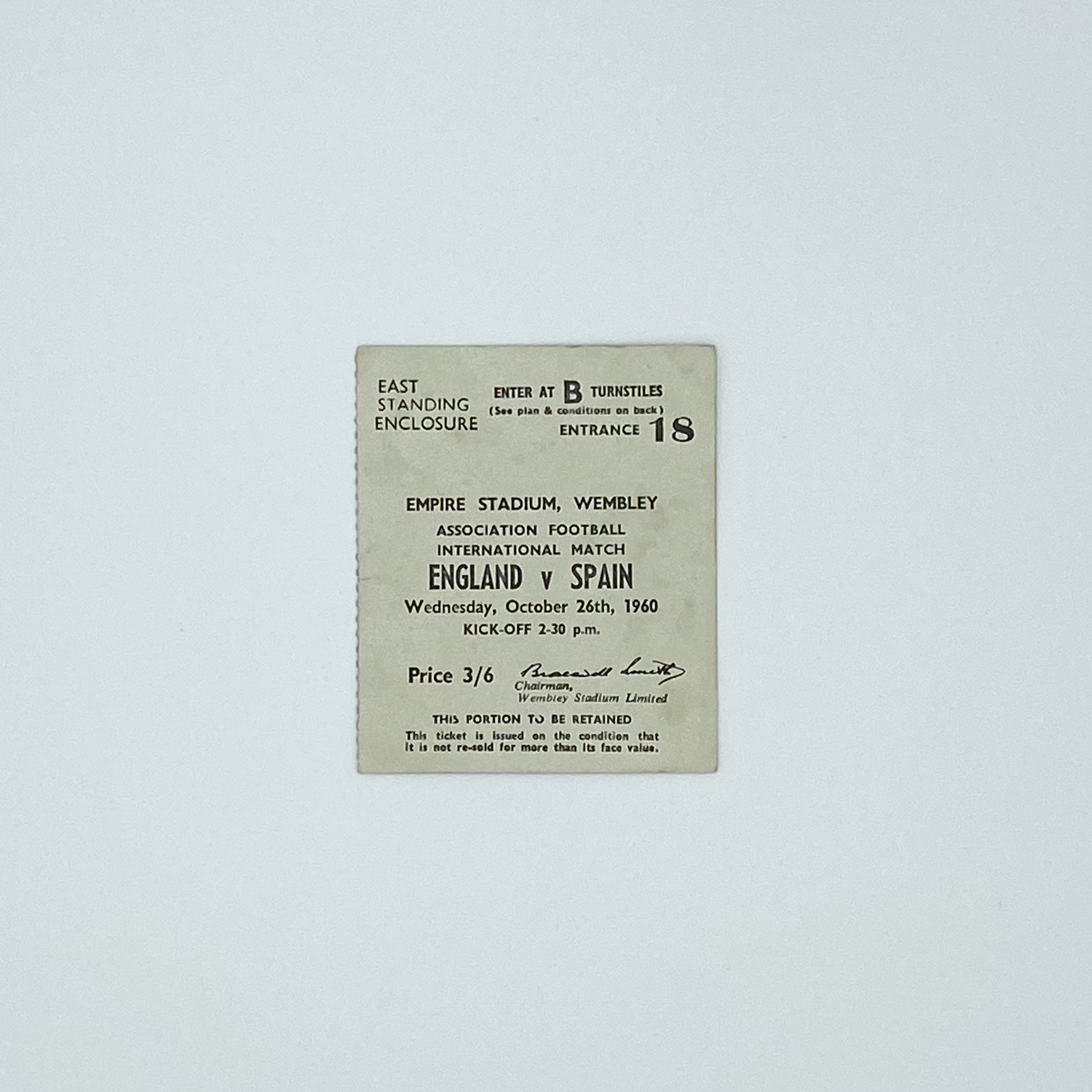 England vs Spain Programme & Ticket (26 October, 1960)