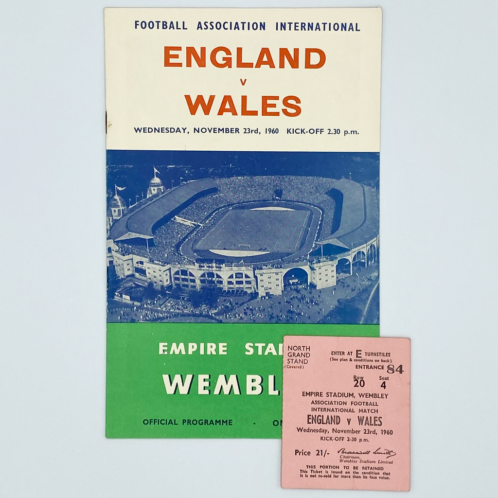 England vs Wales Programme & Ticket (23 November, 1960)